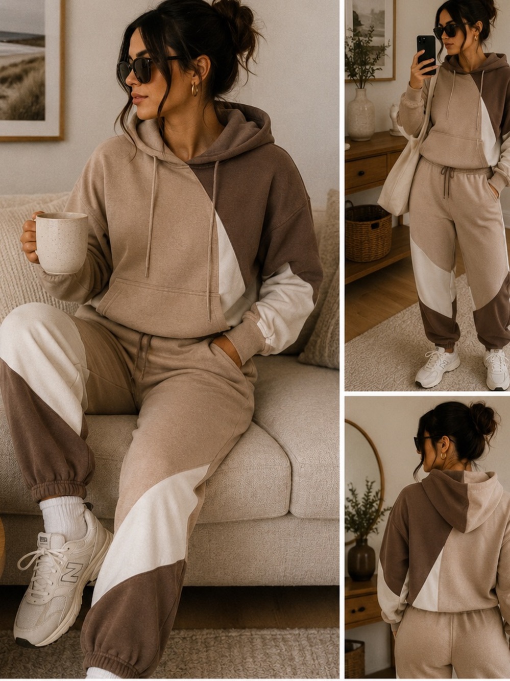 🤎 ACX Active Colorblock Fleece Lounge Set — Size Large